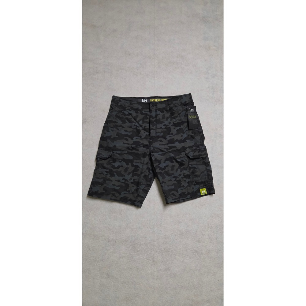 Lee Extreme Motion Mens Cargo Shorts Size 34 Grey Black Camo Performance Series